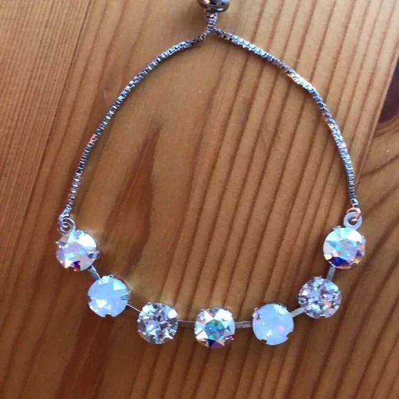 White Opal + AB Adjustable Crystal Bracelet